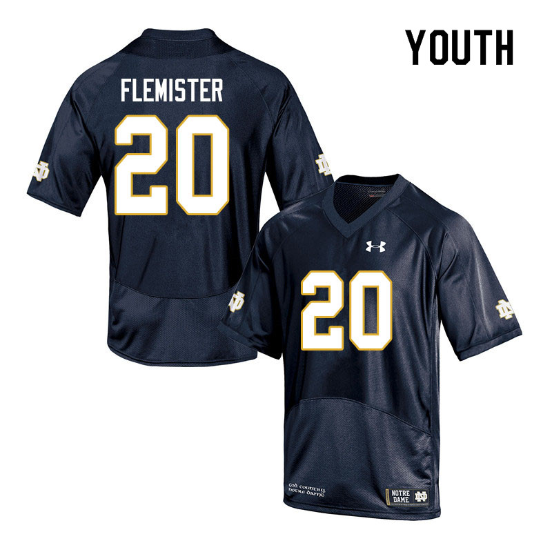 Youth #20 C'Bo Flemister Notre Dame Fighting Irish College Football Jerseys Sale-Navy